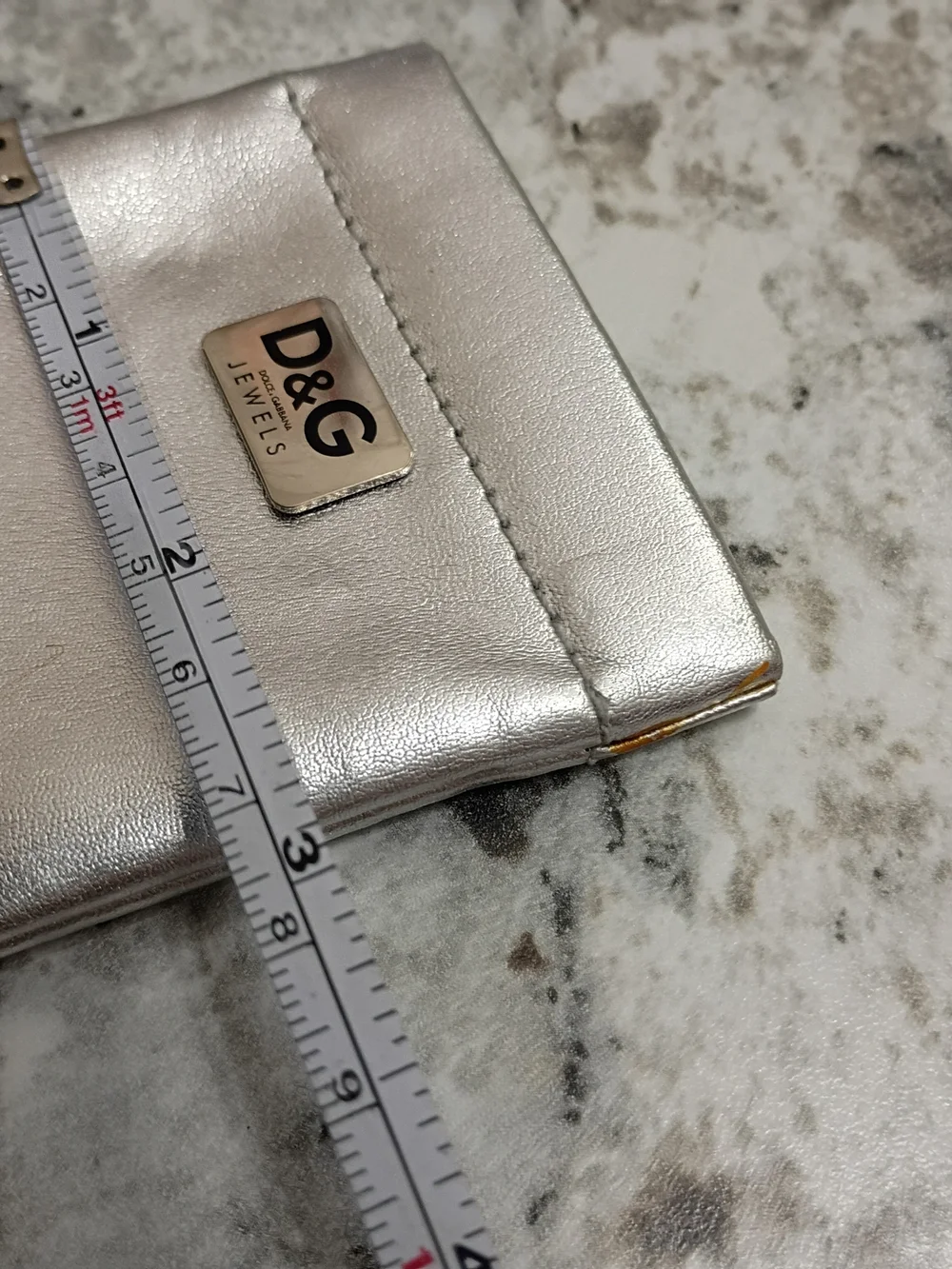Dolce & Gabbana Metallic Silver Tiny Pouch with D&G Plaque